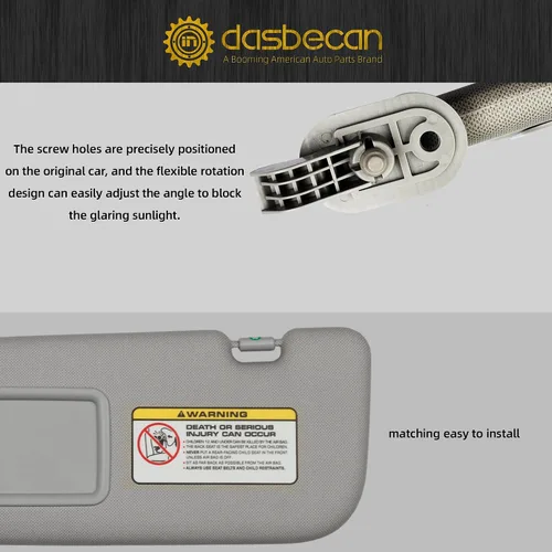 Miniatura 5 de Dasbecan Parasol gris para lado izquierdo del conductor compatible con Hyundai Elantra 2011 2012 2013 2014 2015 Reemplaza# 852103X000TX Gris