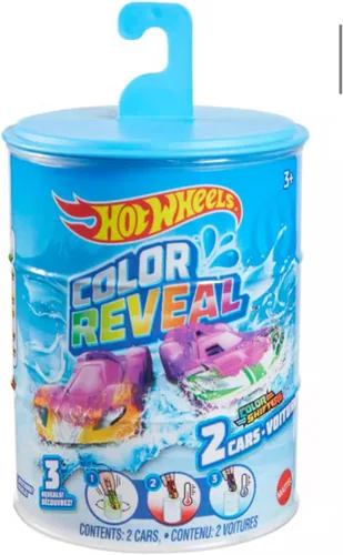 Hot Wheels Color Reveal Multipack con 2 coches sorpresa que cambian la decoración en agua tibia y FRIA helada, barril para sumergir, juguete para