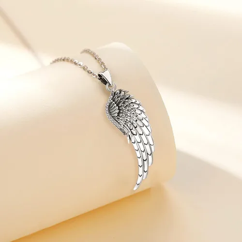 Miniatura 2 de LOOVE Collar de alas de ángel de plata de ley 925 colgante de ángel de la guarda regalo de joyería de ángel para mujeres niñas y hombres Plata