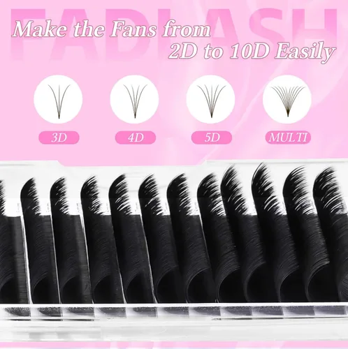 Miniatura 5 de FADLASH Extensiones de pestañas con rizo D, 0.07 mm, bandeja mixta fácil de usar, pestañas de volumen 2D-10D, autoaplicables, 15-20 mm