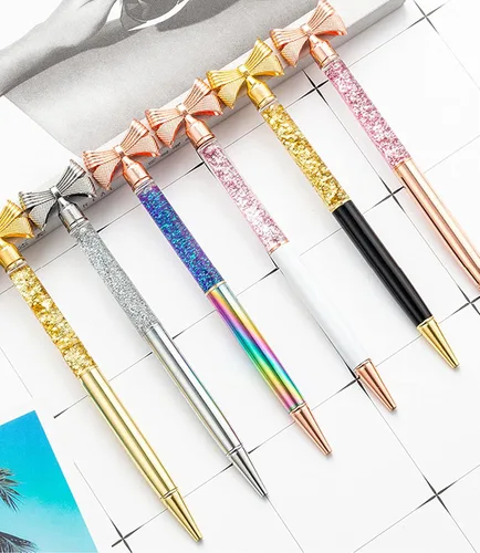 Miniatura 5 de Gullor Paquete de 5 bolígrafos de metal con lazo pequeño, regalo con tinta negra, multicolor A