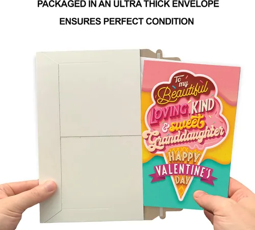 Miniatura 5 de Prime Greetings Tarjeta del día de San Valentín para nieta, fabricada en Estados Unidos, ecológica, tarjeta gruesa con sobre de primera calidad de 5