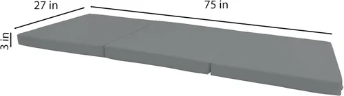 Miniatura 2 de Colchón tríptico gris, Shikibuton, para cama, de 3 pulgadas de alto x 27 pulgadas de ancho x 75 pulgadas de largo, de 1.8 libras. Colchoneta