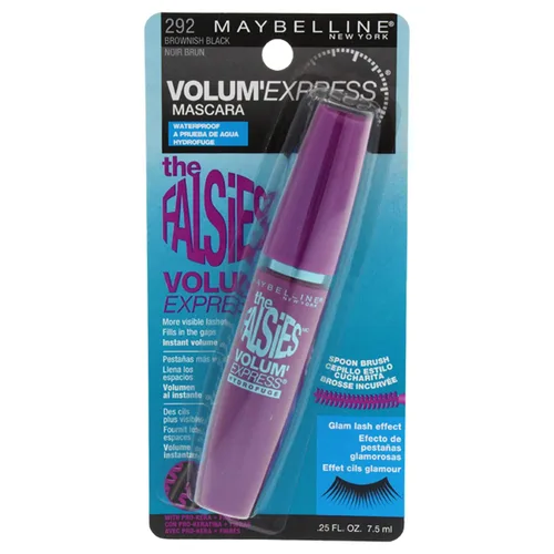 Mascara Impermeable de volumen express de Maybelline, 0.25 onzas líquidas