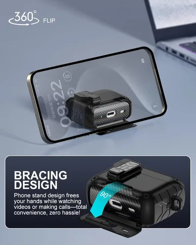 Miniatura 4 de Lerobo Funda para AirPods Pro 2, Compatible con Apple Airpod Pro Case de 2ª/1ª Generación con Soporte para Teléfono, Bloqueo Magnético y Kit
