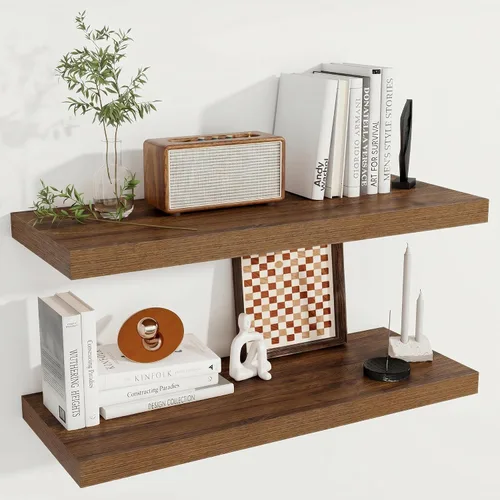 Miniatura 62 de Fun Memories Estantes flotantes de 12 pulgadas de profundidad, estantes de pared de madera de 16 x 12 pulgadas, estante de almacenamiento rústico