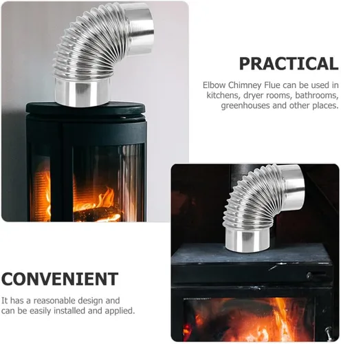Miniatura 7 de ARTIBETTER Tubo de estufa de leña, estufa de calefacción de 2.8 in, codo de chimenea de escape, accesorios para estufa de campamento, mangueras