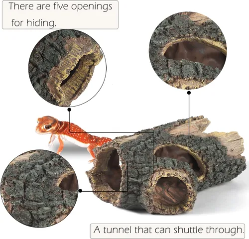 Miniatura 4 de IBWell Decoraciones de Madera para Acuario de Peces, Troncos Falsos de Resina Decoración de Terrario, Escondite de Reptiles Refugio de Acuario