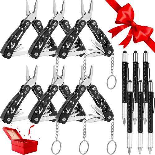 Miniatura 7 de 12 piezas de múltiples herramientas a granel para el Día del Padre para hombres, bolígrafo multiherramienta 6 en 1, alicates multiherramienta