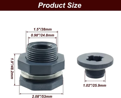 Miniatura 2 de 2 piezas NPT3/4 de PVC con enchufes, conector de tanque de agua de plástico de 3/4 pulgadas, accesorios de tubería roscados a granel para barriles 2