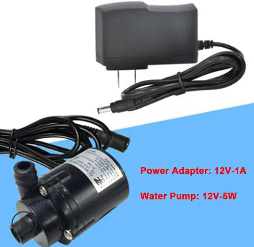 Miniatura 4 de JT-160 DC Mini bomba sumergible anfibia de agua sin escobillas de 12 V con adaptador de corriente