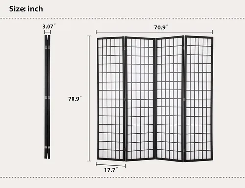 Miniatura 6 de Divisores de habitación y pantallas de privacidad plegables, pantalla Shoji de 4 paneles, divisores de pared chinos de 6 pies con tela impermeable