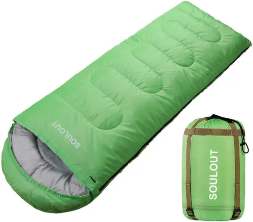 Miniatura 13 de Saco de dormir de 3 a 4 estaciones para adultos y niños, bolsa de camping ligera y cálida para clima frío con saco de compresión impermeable - Rosa