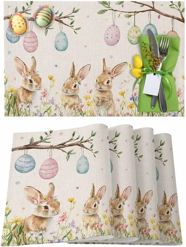 Miniatura 23 de Juego de 1 mantel individual gris de Navidad, manteles individuales de enanos de invierno y cardenales antideslizantes, manteles individuales