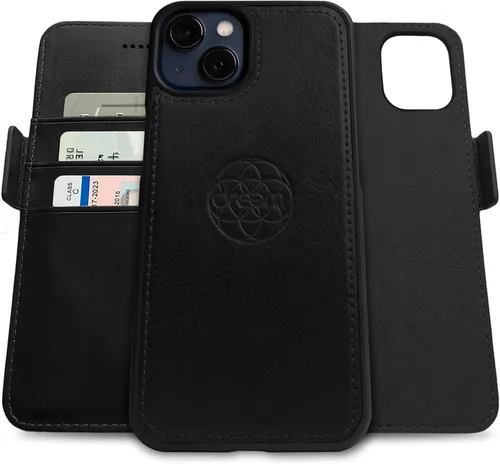 Dreem Fibonacci - Funda tipo cartera para iPhone 13 | Funda desmontable de piel vegana 2 en 1 con soporte integrado, portador de tarjetas con Negro