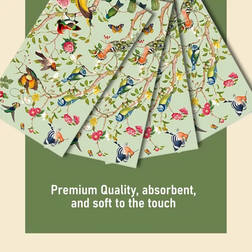 Miniatura 2 de 100 piezas de toallas de mano desechables, servilletas de papel con flores vintage y pájaros acuarela, servilletas de invitados con flores