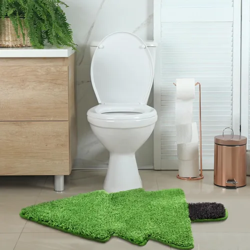 Miniatura 5 de Tinideya Alfombra de baño de árbol de Navidad para niños, 28 x 20 pulgadas, tapete de baño para bañera, árbol de Navidad, tapete de baño verde