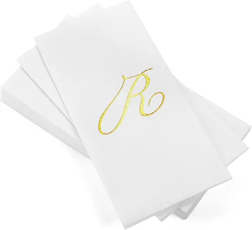 Miniatura 24 de AH AMERICAN HOMESTEAD Servilletas desechables – Servilletas doradas con monograma para invitados, servilletas acolchadas como tela para baño