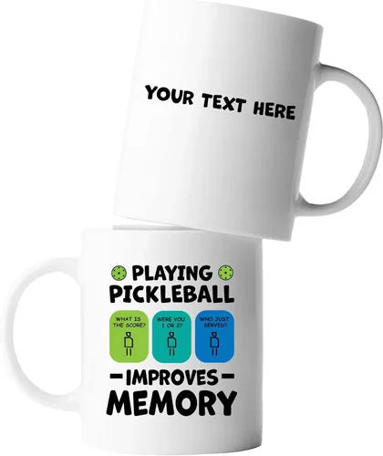 Miniatura 11 de Taza de cerámica Playing Pickleball Improves Memory Pickleball Lovers Gifts Coffee Cup 11 oz (negro)