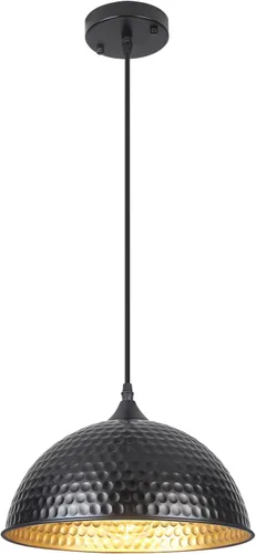 Miniatura 15 de Paquete de 1 lámpara colgante dorada de 16 pulgadas, luz colgante de cúpula grande martillada, luces colgantes industriales de granja para isla