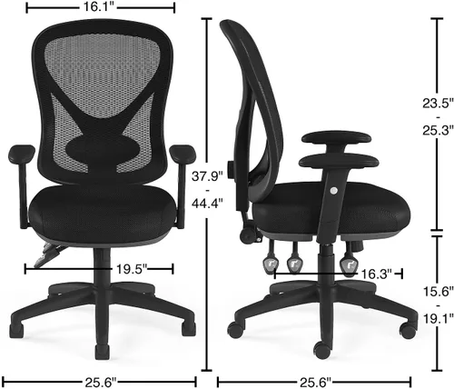 Miniatura 7 de STAPLES Silla de trabajo ergonómica, malla, negro, paquete de 2