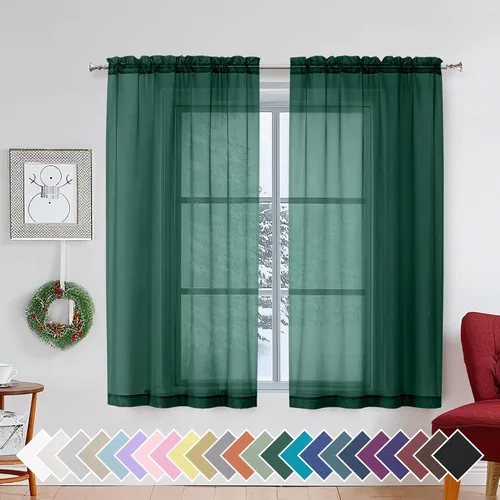 Miniatura 89 de Aiyufeng 2 paneles de cenefa transparente negra de 14 pulgadas de largo, cortinas cortas negras transparentes para dormitorio, cortinas de cocina