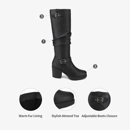 Miniatura 5 de Dream Pairs - Botas a la rodilla de tacón grueso para mujer