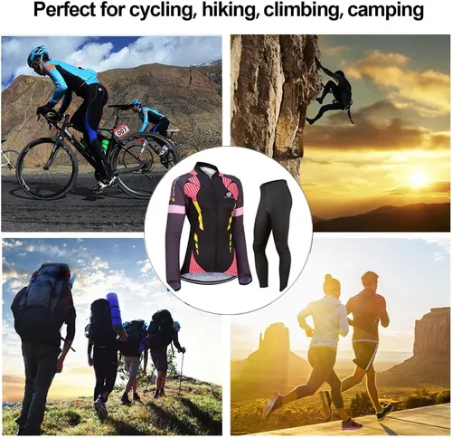 Miniatura 21 de Traje de ciclismo acolchado de gel 3D transpirable de manga larga para mujer, conjunto de pantalones de malla con protección UV