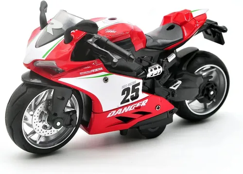 Miniatura 8 de Motocicleta de juguete, juguete de motocicleta con sonidos y luces, juguete de modelo de motocicleta a escala 1:12 para niños, vehículo de tracción