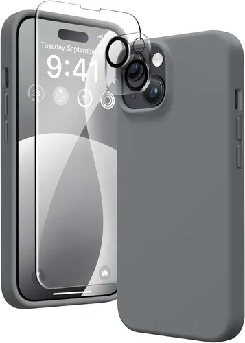 Miniatura 198 de GONEZ Funda de silicona para iPhone 14 Pro Max, compatible con MagSafe, con protector de pantalla + protector de lente de cámara, silicona líquida a