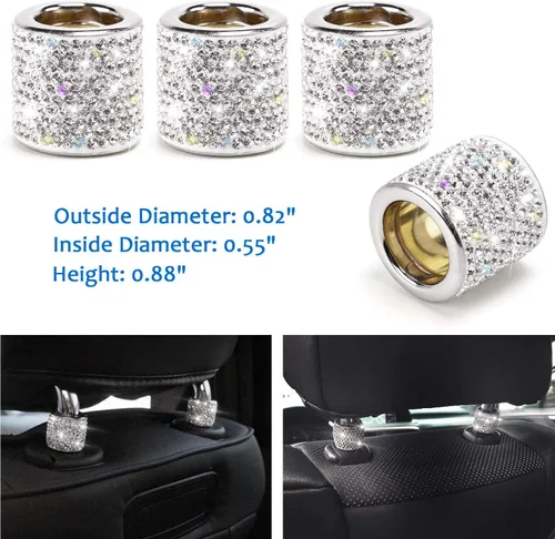 Miniatura 3 de ToBeQueen Juego de accesorios de automóvil con brillos para mujer y niña, collares para reposacabezas de automóvil con brillos, cargador