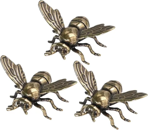 Anxingo 3 piezas de estatuas de abeja de latón vintage artesanales pequeñas abejas decorativas de latón animal ornamento para decoración del hogar