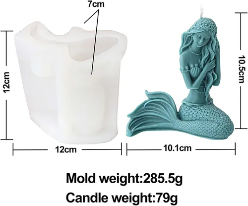 Miniatura 2 de Grainrain Moldes de silicona para velas de sirena para hacer velas, cera y jabón, moldes de silicona para velas moldes de jabones crean velas 3D