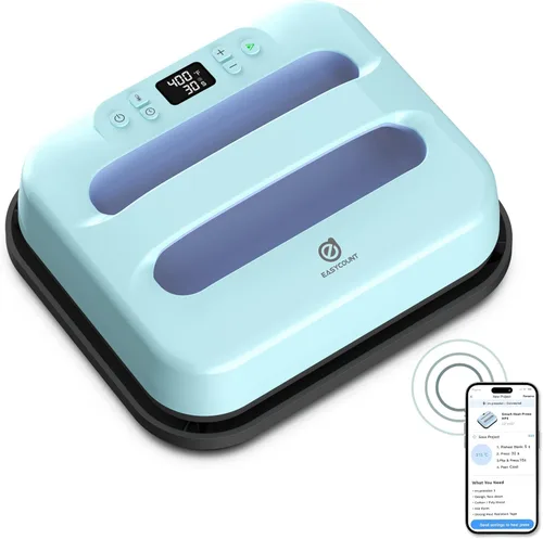Miniatura 8 de Prensa de calor de 12 x 10 pulgadas, máquina inteligente de prensa de calor con Bluetooth integrado para camisetas, almohadas, bolsas de mano y más