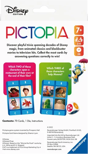 Miniatura 3 de Ravensburger Disney World of Disney Pictopia - Juego de cartas de viaje para niños y adultos, diversión educativa, tiempo de unión familiar, ideal