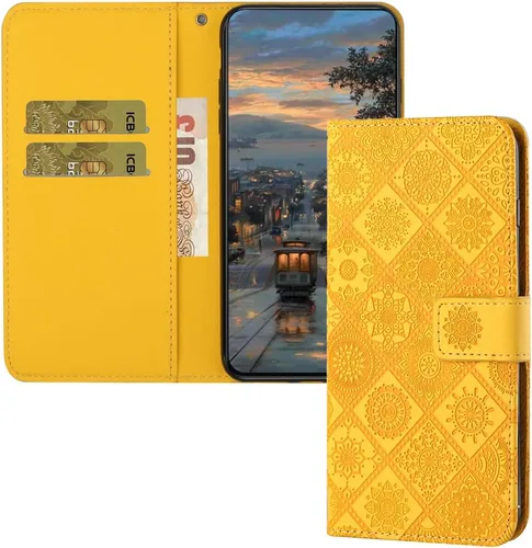 Miniatura 8 de Funda compatible con iPhone 12 Mini con tarjetero de cuero con tapa abatible, estampado retro con función atril, funda protectora magnética