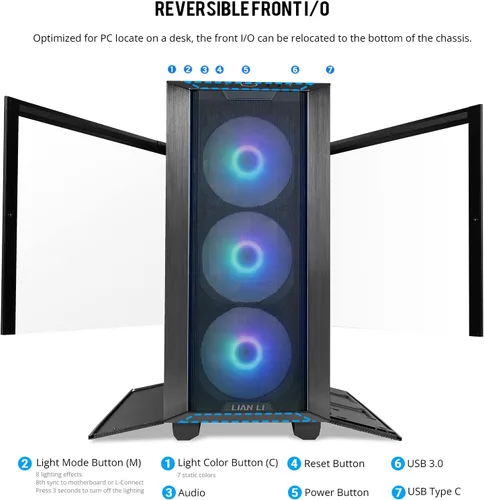Miniatura 3 de Lian Li LANCOOL III E-ATX Caja de PC, Amplia Caja de Computadora para Juegos RGB con Puertas de Vidrio Templado Articuladas, Paneles de Malla Fina