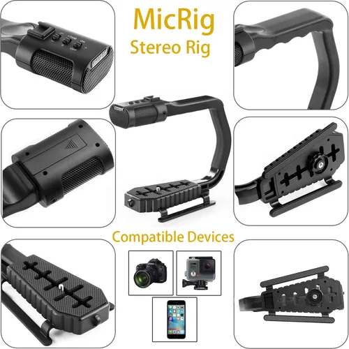 Miniatura 7 de Agarre de mango de video con micrófono integrado para DJI OSMO, estabilizador de mano universal de cámara Sevenoak Micrófono estéreo integrado