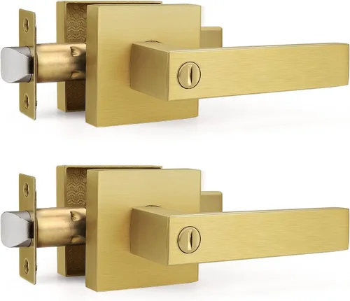 Miniatura 10 de Gobrico 1 paquete de manijas cuadradas de privacidad para puerta en acabado negro mate, manijas interiores sin llave, reversibles para puertas