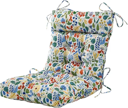 Miniatura 16 de ARTPLAN Adirondack - Cojín para silla de exteriores, cojín de mimbre grueso con respaldo alto y lazos para muebles de patio, 44 x 21 x 4 pulgadas, 1
