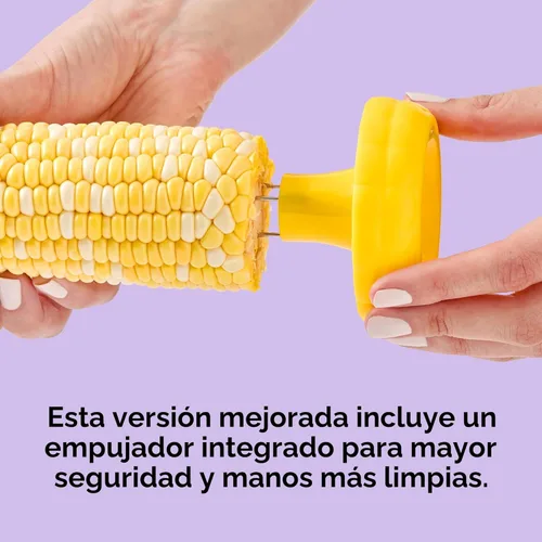 Miniatura 5 de Chef’n Cob Plus pelador y destripador de maíz para mazorca de maíz, con empujador de seguridad incorporado
