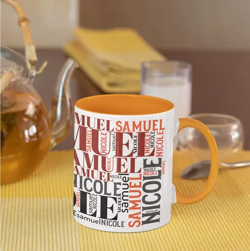 Miniatura 5 de Tazas de café personalizadas con arte de nube de palabras, 12 colores y 9 fuentes artísticas, 11 onzas. Regalos personalizados para parejas, hombres