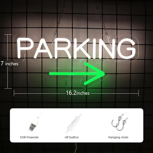 Miniatura 3 de Letreros de neón de estacionamiento para decoración de pared, luces de neón para dormitorio, letreros de negocios LED adecuados para estacionamiento