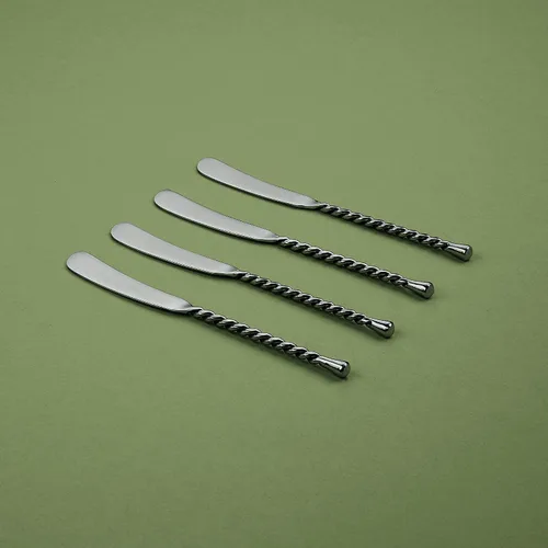 Miniatura 2 de Gourmet Settings - Juego de cuchillos esparcidores de 4 piezas - Colección Silver Tear - Esparcidores de acero inoxidable pulido/mate - Cuchillos