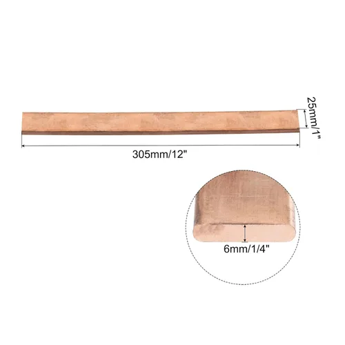 Miniatura 2 de MECCANIXITY 1 barra plana de cobre de 12 x 1 pulgada, barra de cobre de 1/4 pulgadas de grosor para proyectos arquitectónicos de sistemas de puesta