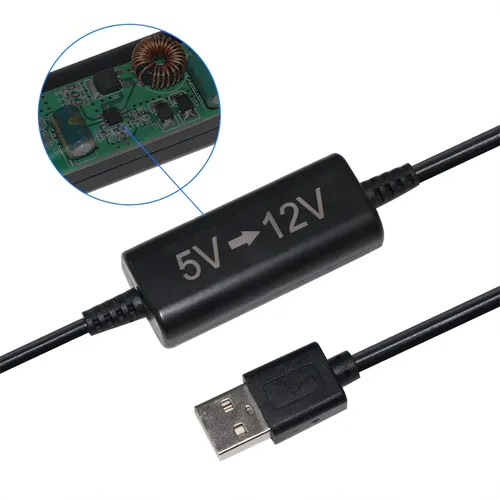 Miniatura 2 de USB 5V a 12V DC - Cable convertidor de voltaje (12 voltios 1.2 amperios máximo), cable adaptador USB-A de 5 V a 12 V con conector de CC de 5.5 x 2.1