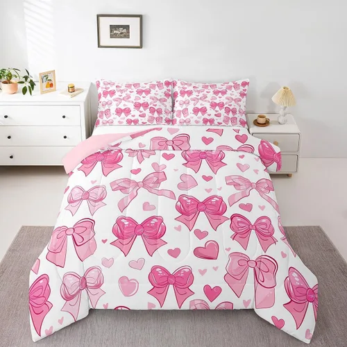 Miniatura 16 de Feelyou Juego de edredón de castillo rosa para niños, tamaño individual, juego de ropa de cama de princesa para niños y niñas, inserto de edredón