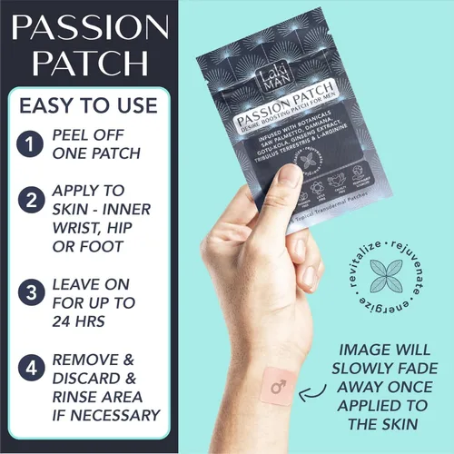 Miniatura 5 de Laki Naturals Parche de Pasión para Hombres (Paquete de 15) – Apoya la circulación, la vitalidad, el vigor y la energía con ingredientes naturales