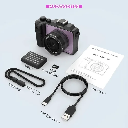 Miniatura 8 de Cámara de 48MP para fotografía, cámara digital 4K para niños y adultos con cámaras duales delanteras y traseras, zoom digital de 18X, filtros