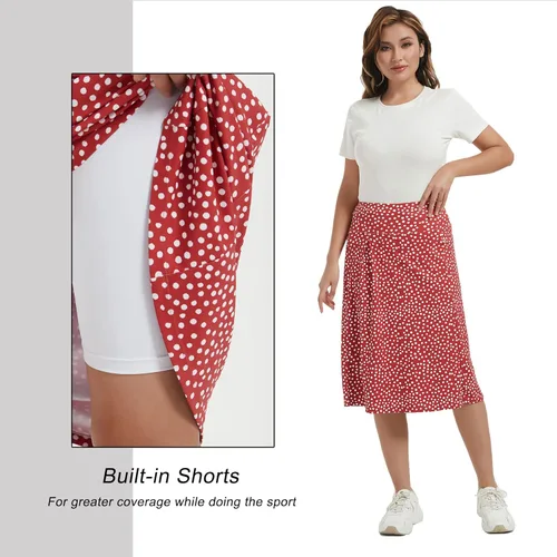 Miniatura 19 de NOOYME Falda pantalón de 28 pulgadas para mujer con 3 bolsillos, modesta, longitud hasta la rodilla, atlética, midi